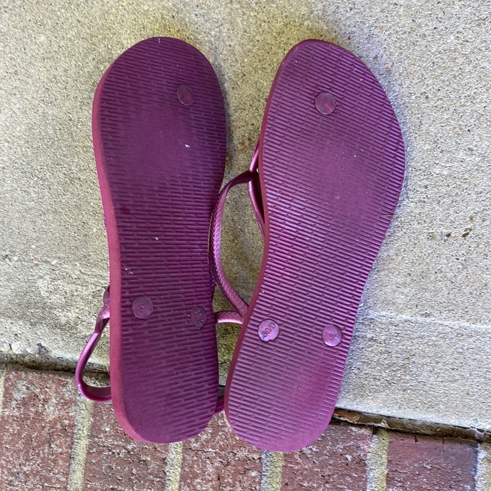 Havaianas purple glitter flips 39/40 merlot worn 3x! 9 sandals flip flop thong - Picture 6 of 10